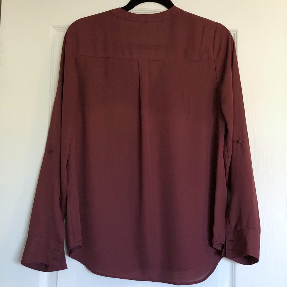 Burgundy Full Sleeve Blouse with Button Detail - Picture 5 of 5